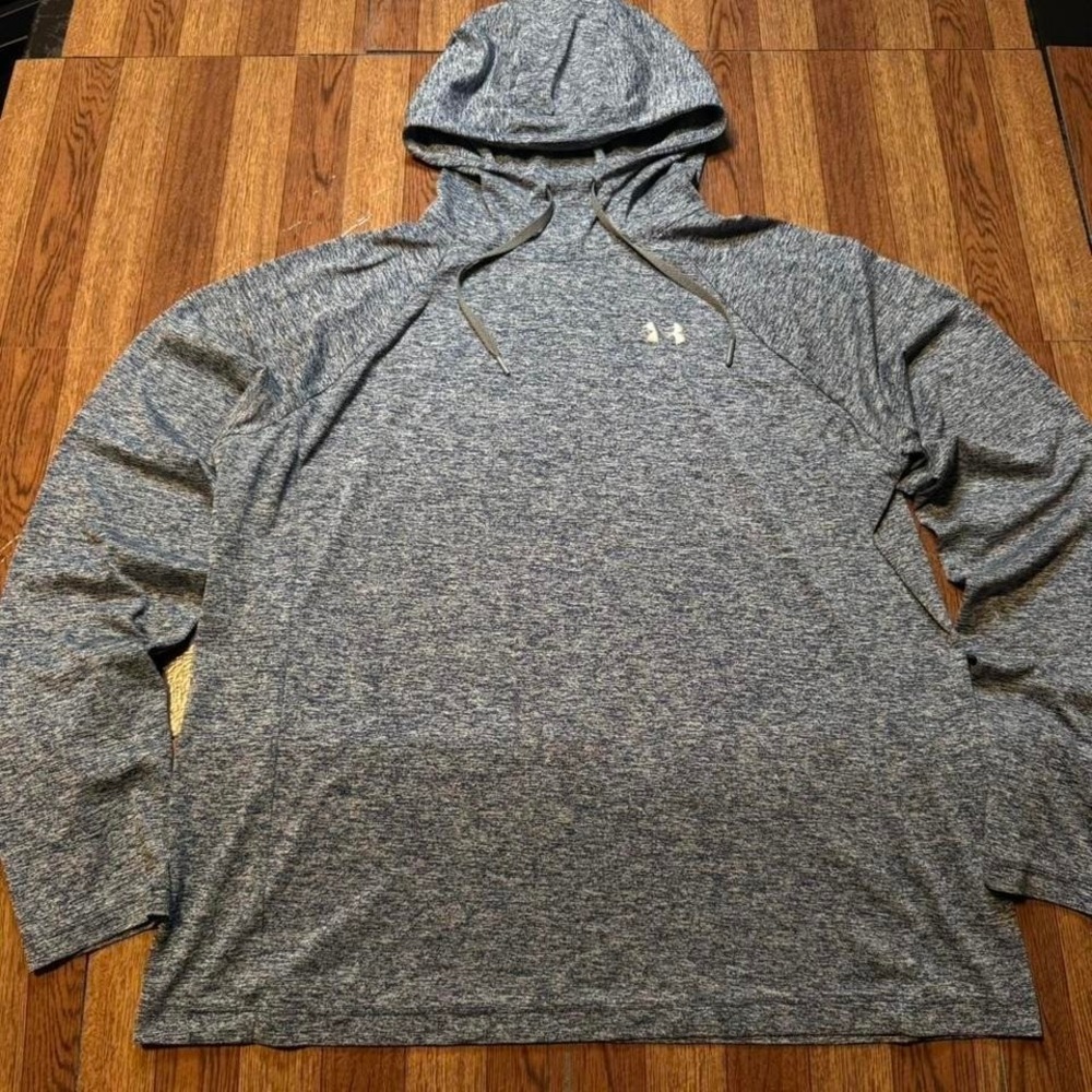 Under Armour Blue Heat Tech Retro Sportswear Running Sleeve Hoodie Fits Large